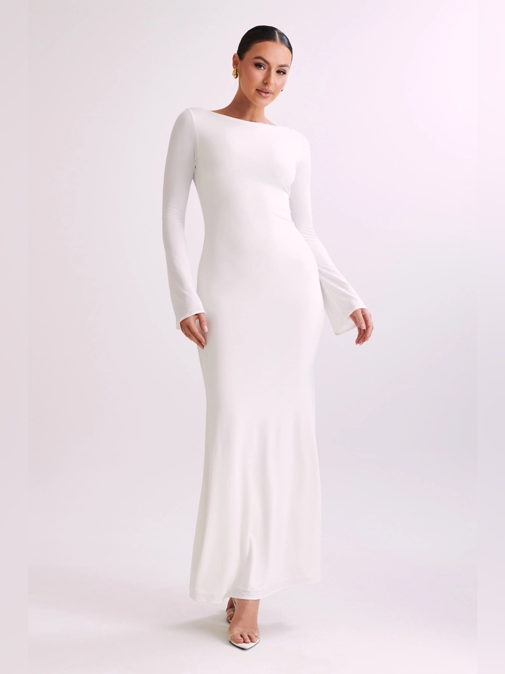 Meshki Tarna Slinky Fishtail Maxi Dress Ivory Size XS -S NWT